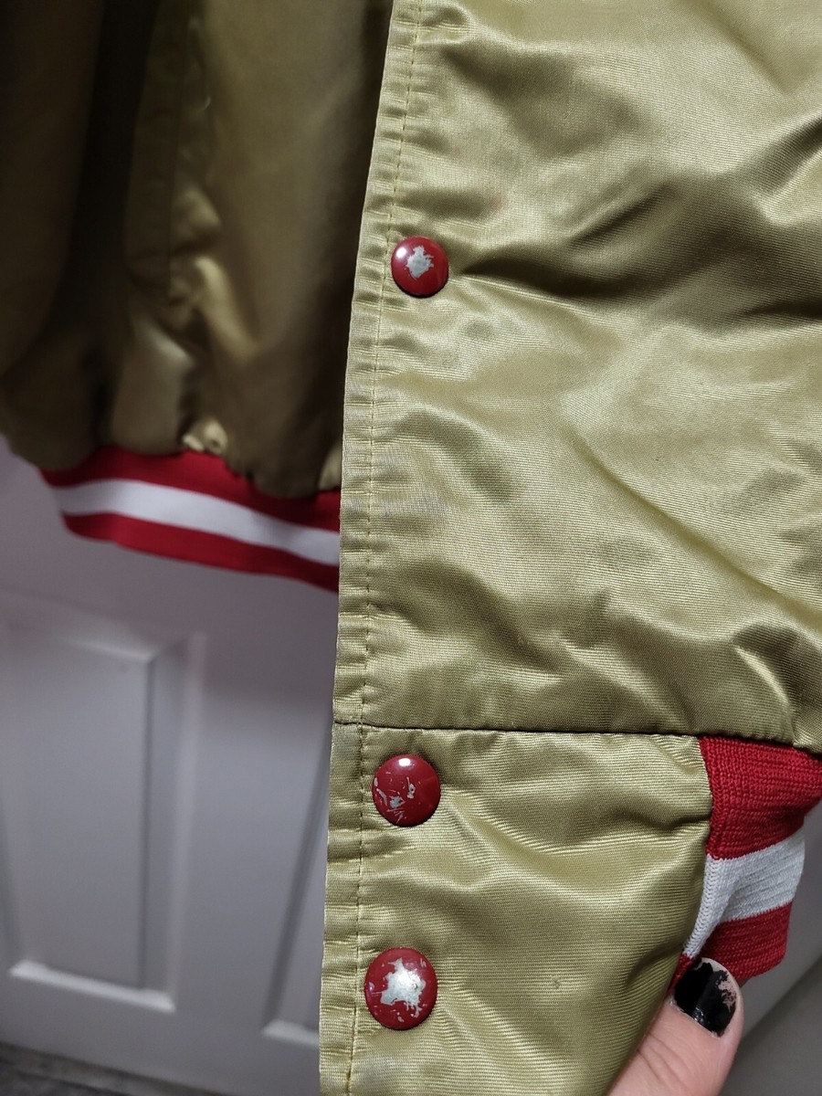 Vintage Chalk Line San Francisco 49ers Gold Satin Spell Out