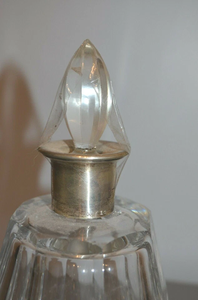 Ancien Flacon de Parfum Cristal Taillé et Col Argent 800 avec Bouchon - Photo 3/4