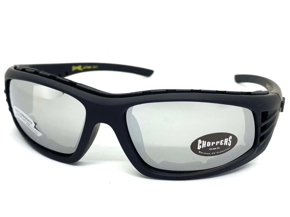 Gafas de seguridad protectoras de espuma acolchadas para montar MOTOCICLETA GAFAS DE SOL lentes cromadas Foto 2 de 4