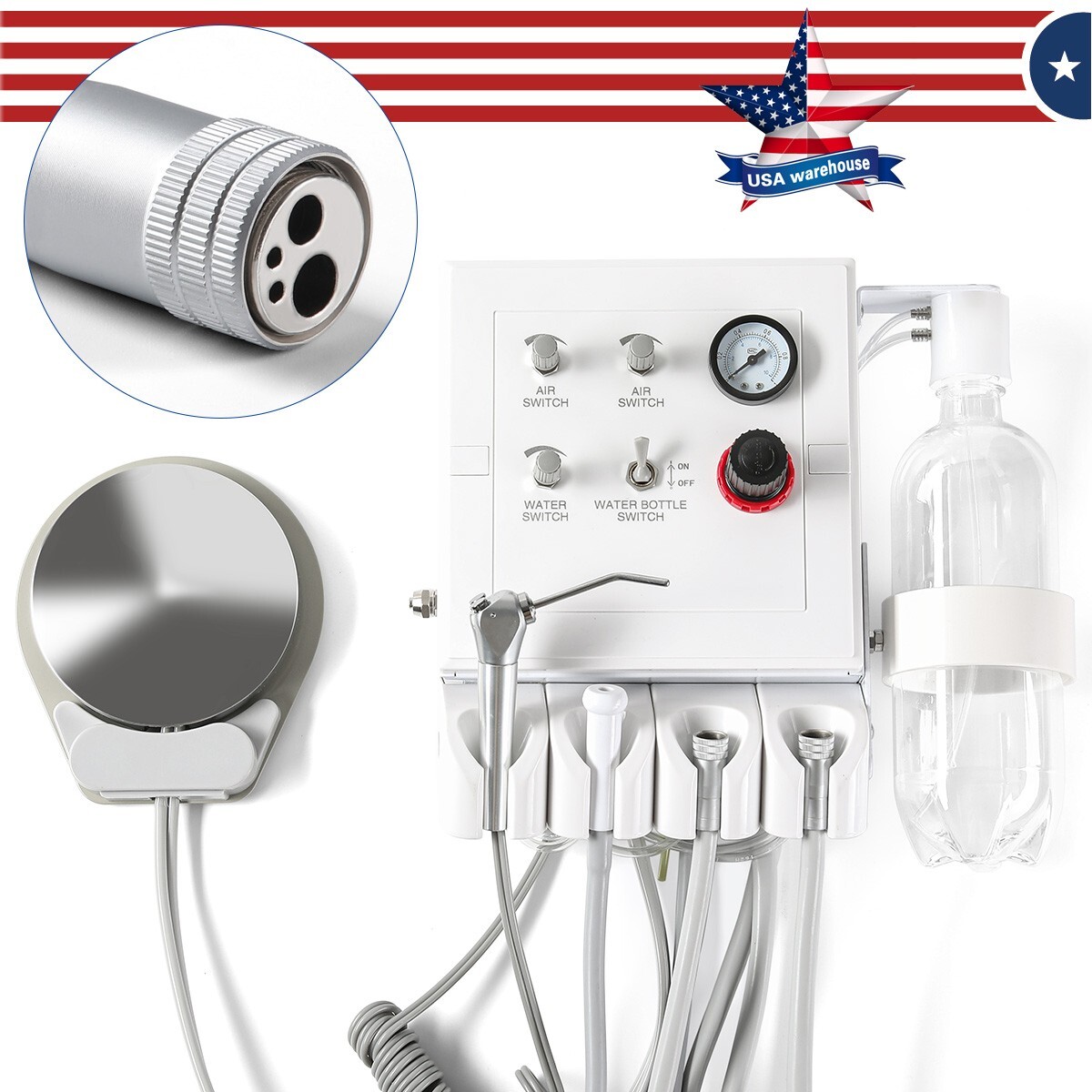 Portable Dental Turbine Unit with Weak Suction Work with Air Compressor 4 Holes