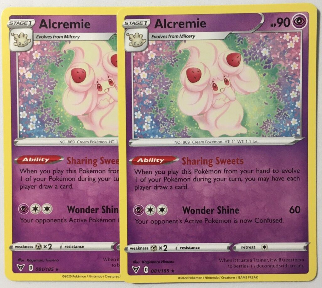 POKEMON 2X ALCREMIE 081/185 VIVID VOLTAGE RARE NEAR MINT