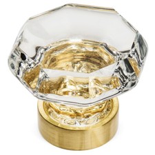 Cosmas Brushed Brass Clear Glass Cabinet Knob 5268BB-C