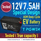  Replacement Battery 12V 7.5AH > 7AH AGM Deep Cycle 4 Electric Gate Bike Scooter