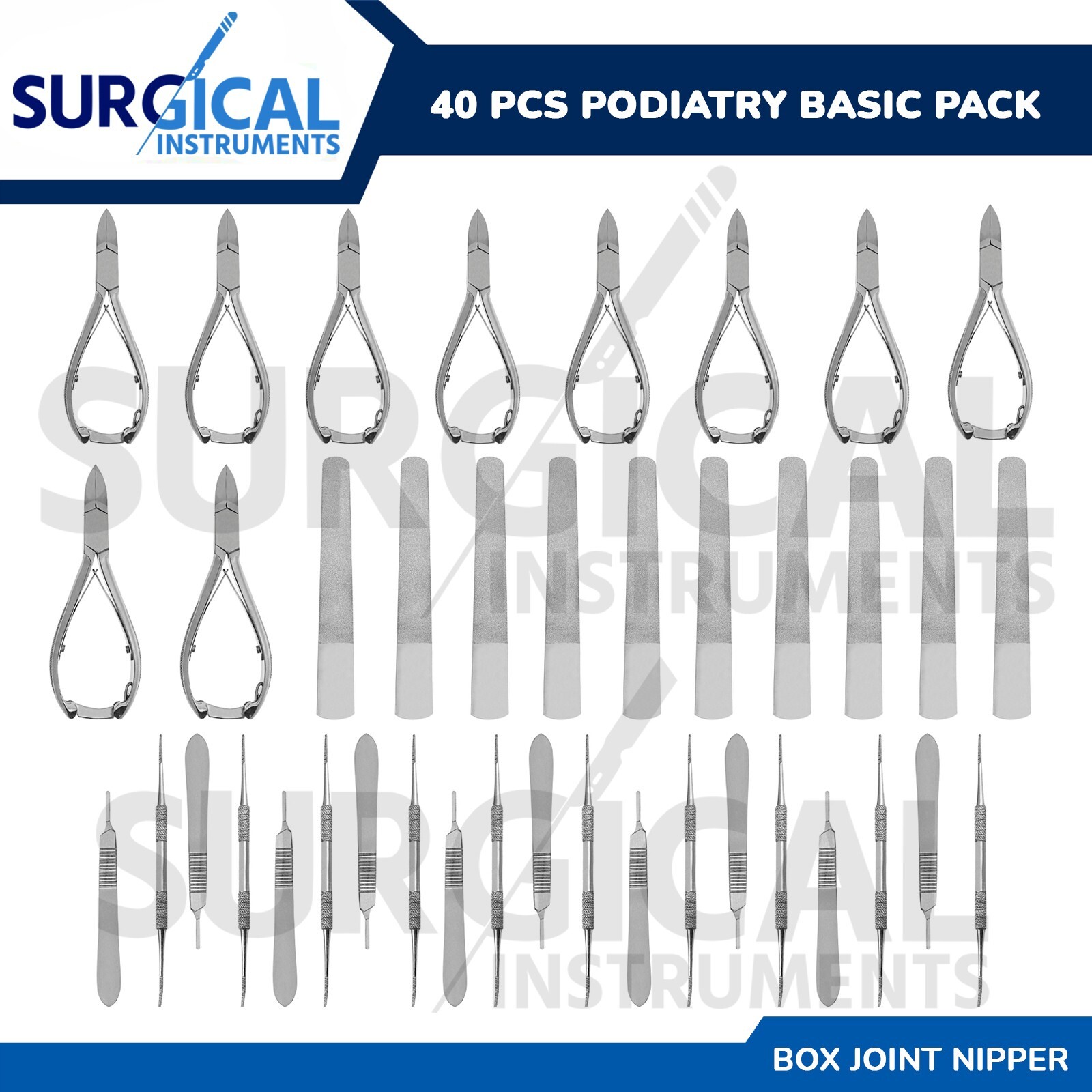 40 Pcs Podiatry Basic Pack Set Box Joint Surgical Instruments Kit ...