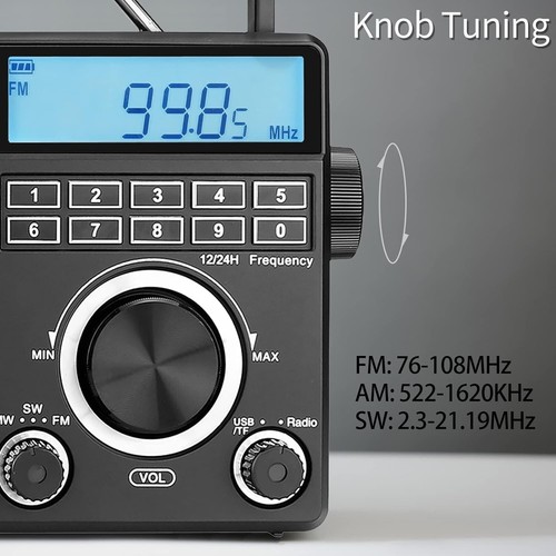 TR629 Radios Portable à Ondes Courtes, Radio Numérique AM FM Prise avec DSP, Support... - Photo 3/10