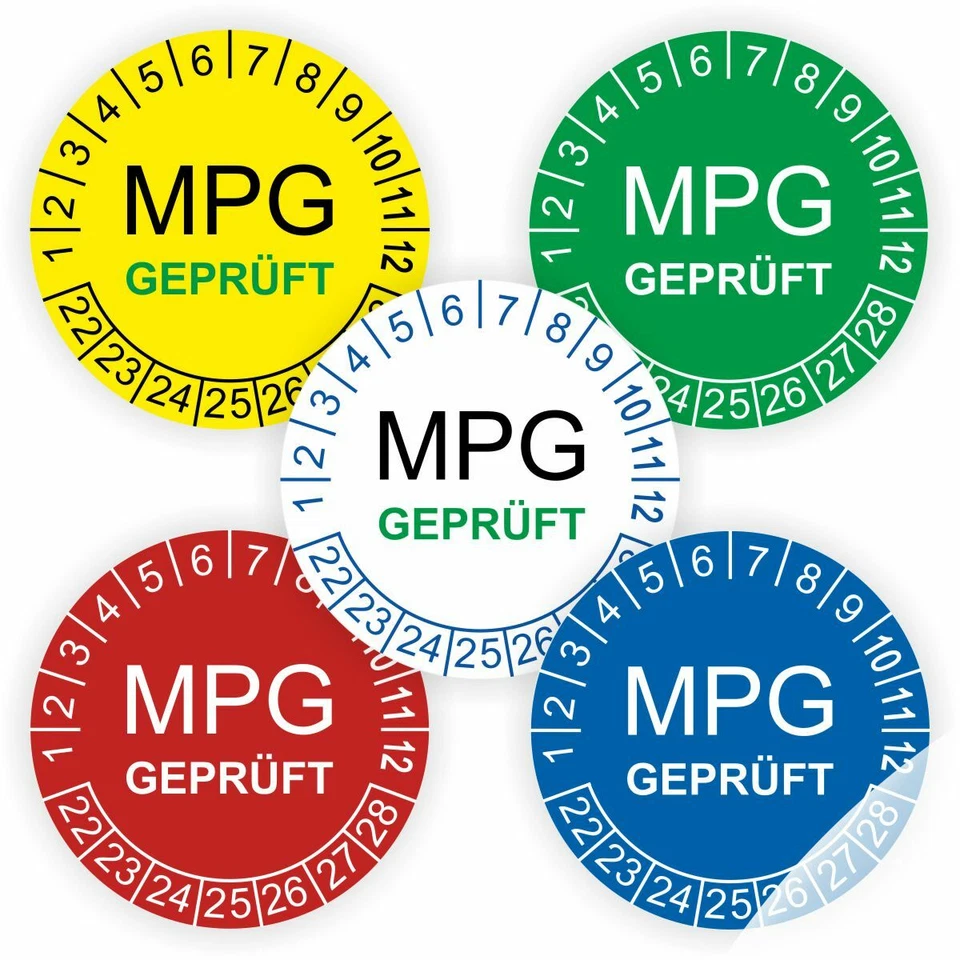 PRINTENGEL Prüfplaketten Geprüft nach MPG Medizinproduktegesetz Ø:20 - 30mm Staffelpreise
