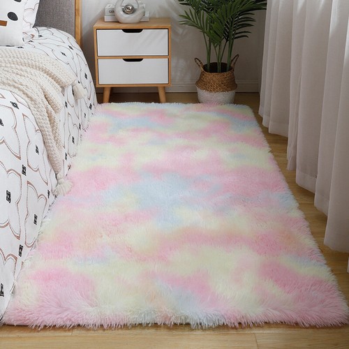 Plush Rugs/Carpet TieDye Long Pile Square Antislip Bedside Bedroom