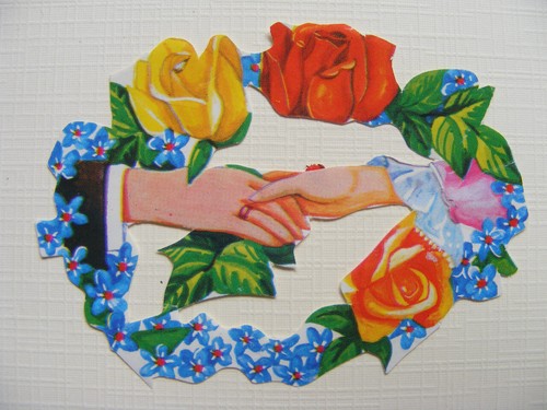 Glanzbild Oblate Poesiealbum Sammlung alt Kinder Nostalgie Blumen Rosen Hand