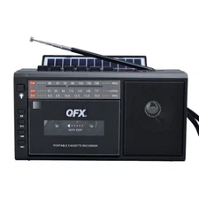 QFX J-200BT Solar Portable Cassette Player Recorder +3-Band (AM/FM/SW) Radio