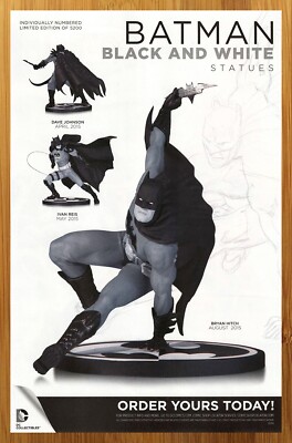 2015 DC Direct Batman Black and White Statues Print Ad/Poster Bryan Hitch Art