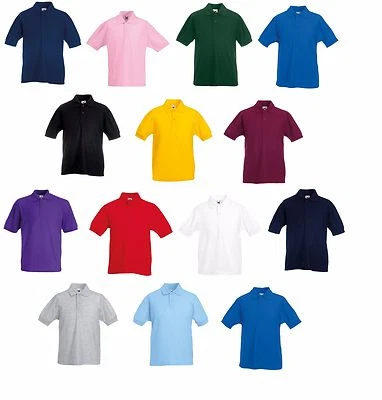 3 PACK CHILDS KIDS FRUIT OF THE LOOM POLYCOTTON PIQUE POLO SHIRTS SCHOOL UNIFORM
