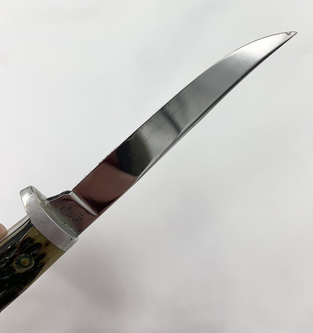 Vintage Queen Steel Fixed Blade Bird & Trout Hunting Knife Leather