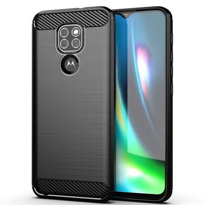 MOTOROLA MOTO E7 PLUS - Forcell CARBON Schwarz Handy Etui Tasche Case Hülle 