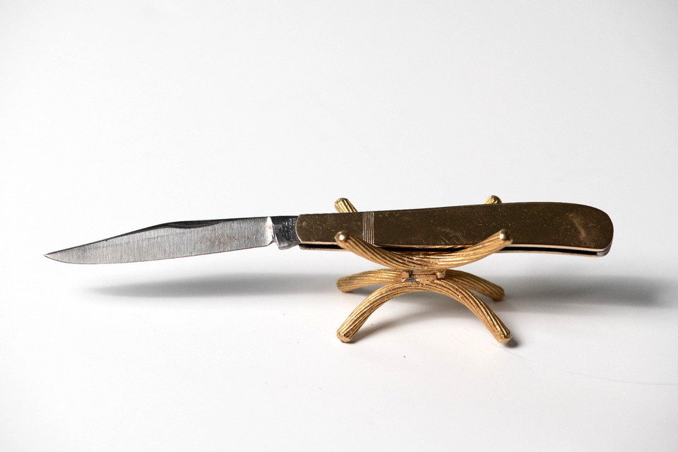 Antique c.1880 Lockwood Brothers Sheffield All-Brass Luxury Office Desk Knife