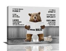 Bear Bathroom Wall Art Funny Bear in Toilet Bathroom Pictures for Wall Bathro...