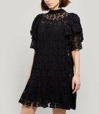 Isabel Marant Etoile Femmes Venus Pur Crochet Coton Noir Robe Courte Taille L 38