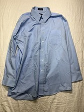 Men's Stafford Broadcloth Wrinkle Free Light Blue Dress Shirt Size 17 33