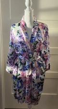 Amelia's Short Satin Floral Kimono Robe SZ SM Belt