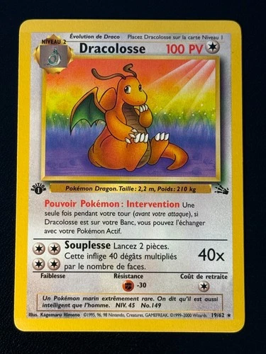 Dracolosse 19/62 Pokemon Fossil  1st Edition French Dragonite