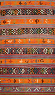Reversible Living Room Area Rug 6x10 Flat weave Wool Kilim Vegetable Dye Carpet
