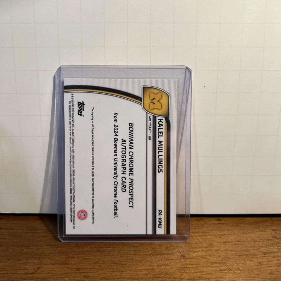 Bowman University 2024 cromo Kalel Mullings oro brillo automático/50 Michigan SSP Foto 3 de 3