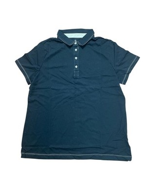 S Lands End Women's Cotton Polo Short Sleeve Shirt Small Black New