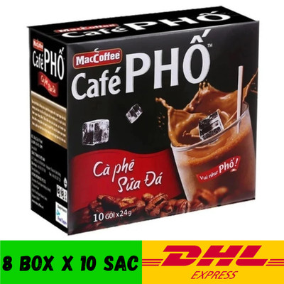 8 Box MacCoffee Cafe Pho Instant Iced Milk Coffee 10 Sachets x 24g | DHL