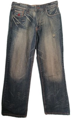 Soviet Jeans Mens Wide Leg Blue Distressed W30 L30 Jeans 