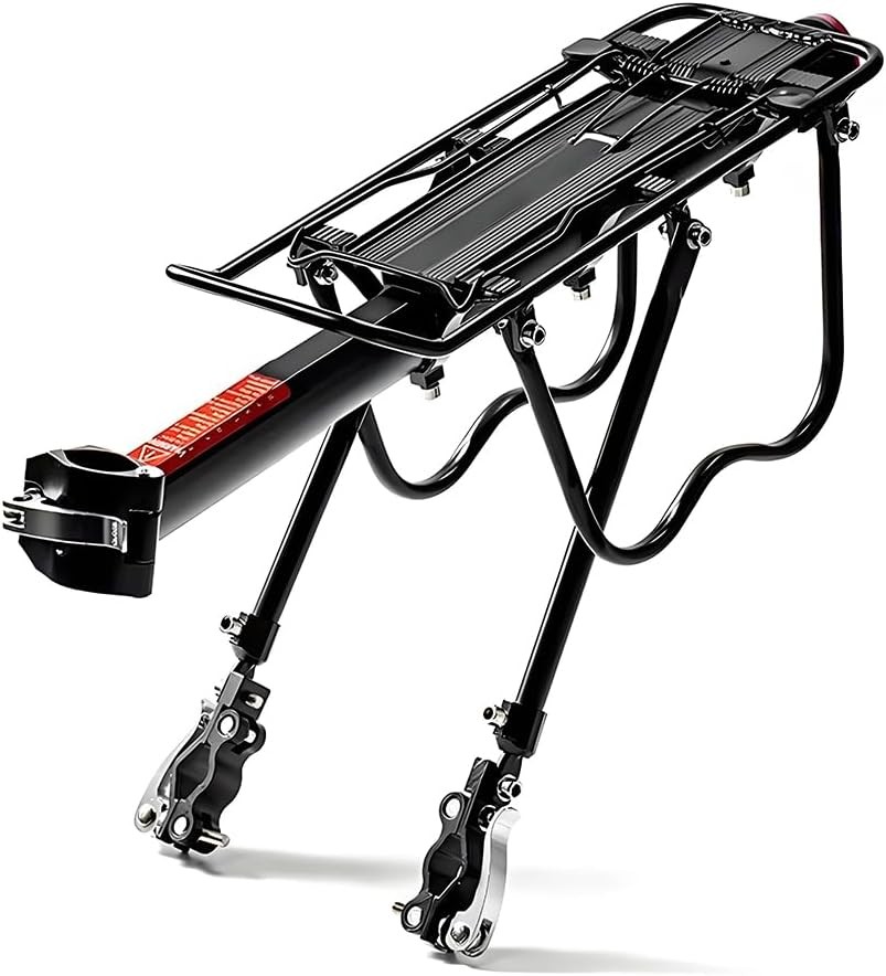 Porte-bagages arrière vélo VTT 50kg aluminium universel pour sacoche de voyage