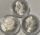 US Silver Coins, Lot Of 3, 1880 S Morgan Silver Dollars, UC Condition