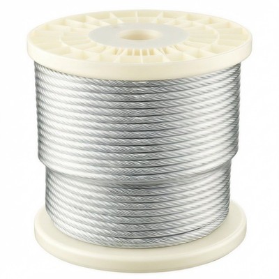 Galvanized 1/4'' Carbon Steel Cable 250ft, 7x19, 7000lb Strength, Includes Gloves