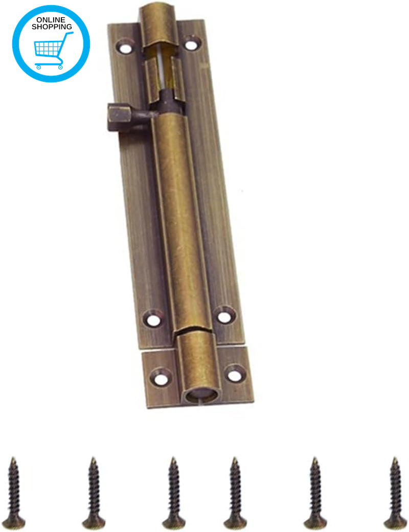1PC 4Inch Bronze Solid Brass Door Bolt Lock, Barrel Sliding Lock for Home, Bedro