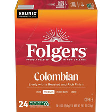 Folgers Colombian Coffee, Medium Roast, Keurig K Cup Brewers, 24 Count Box
