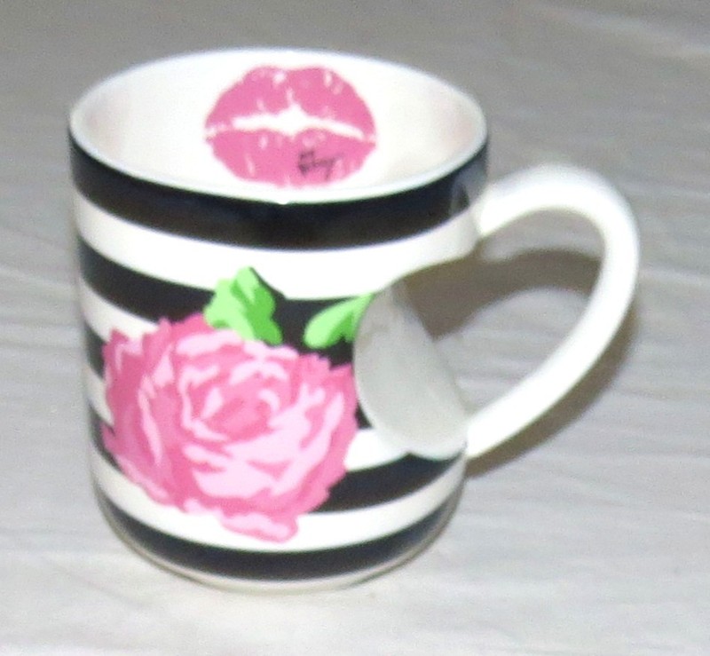 Besty Johnson Valentines Mug - Roses - Heart-Handle - Lipstick - Excellent