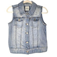 Vintage 90s Y2K Boho Cowgirl Western Grunge Prairie Sleeveless Denim Vest Small