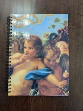 8.5"H/6.25"W ROMANTIC metal spiral Glossy Lined Hardcover NOTEBOOK w/"CHERUBS"