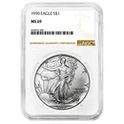1990 $1 American Silver Eagle NGC MS69 Brown Label