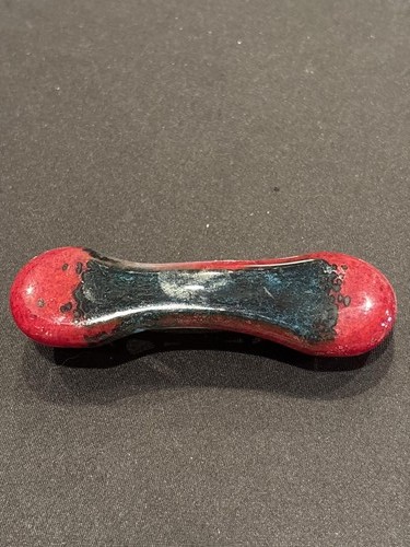 Red and Black Sparkling Dichronic Fused Glass Barrette With French Clip