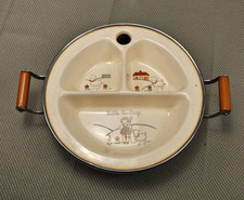 1930s Excello "Little Bo Peep" Ceramic Metal Divided Hot Water Baby Food Warming