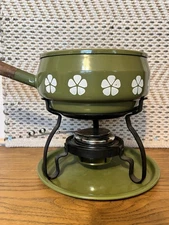 Vtg Fondue Pot No Lid RETRO MCM 1970s GREEN JAPAN Imperial Entertaining