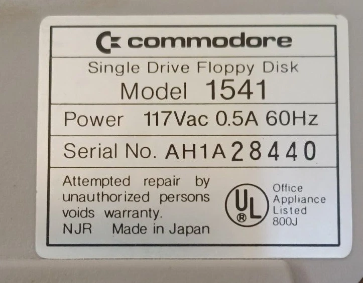 Vintage Commodore 1541 Floppy Disk Drive w/o Power Supply (Does Power On) - Image 4 of 4