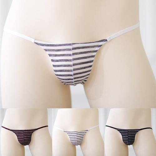 Sexy G-string T-back Thongs Mens Striped Underpants Panties Low Waist Knickers# - Picture 2 of 17