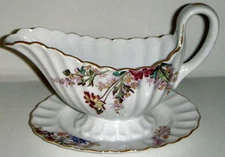 Spode Chelsea Garden Gravy Boat W/Attached Underplate