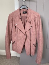 Only Ava Faux Leather Ash Rose Dusty Dusky Vintage Pink Biker Jacket Uk 6 34