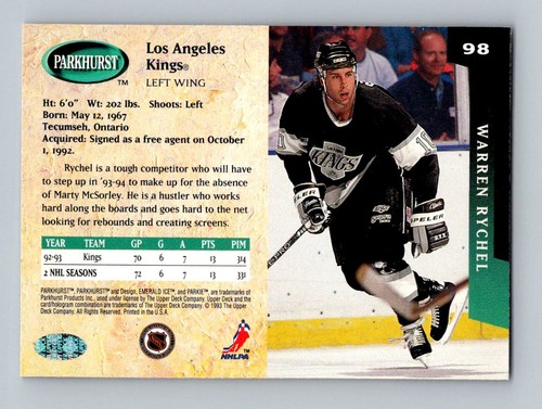 1993-94 Parkhurst - #98 Warren Rychel - Picture 2 of 2