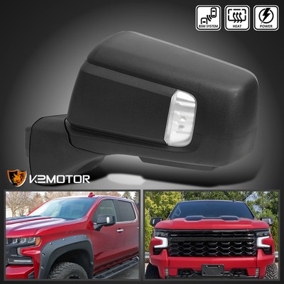 Left Driver Side Fits 2019-2024 Chevy Silverado 1500 Power Heated Mirror+Puddle