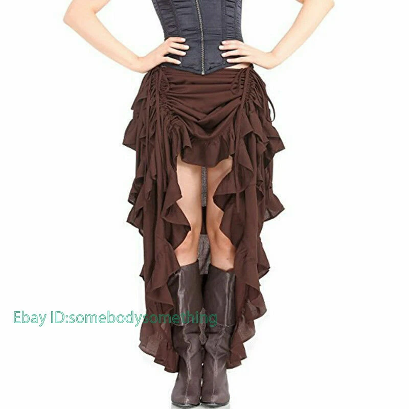 Sexy falda pirata plisada con volantes Steampunk victoriana punk sexy vintage para damas Foto 4 de 4