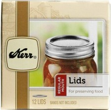 Kerr Regular Mouth Mason lids- Silver, Pack of 12