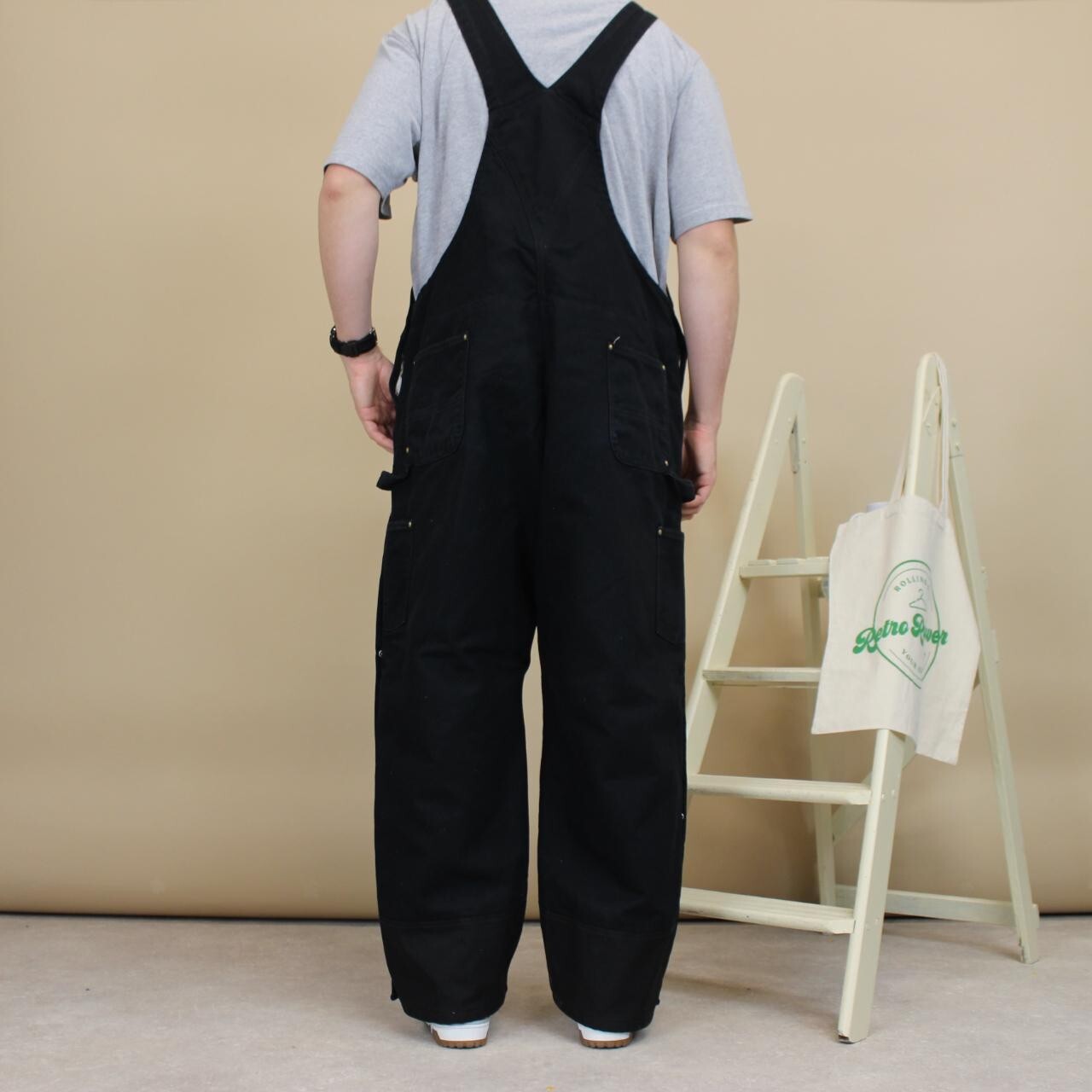Carhartt Dungarees Black W46L30 Quilted Canvas Overalls OG American Workwear image 4