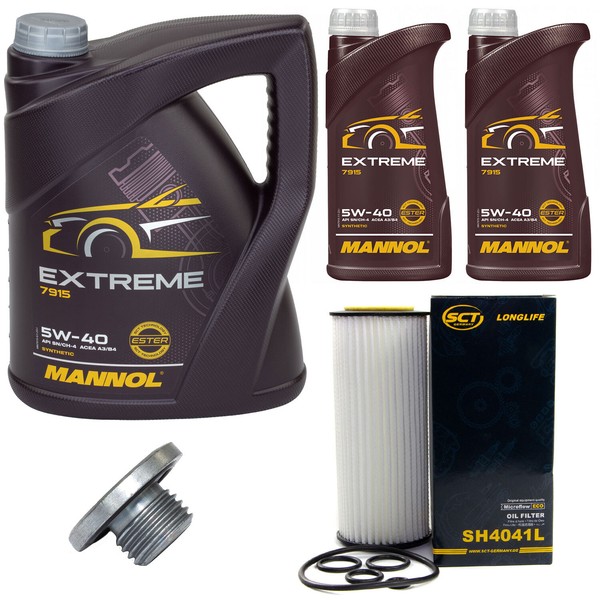 MotoröL Set Mannol Extreme 5W-40 7 Liter + ÖLfilter + Schraube FüR BMW 3Er 330D-image